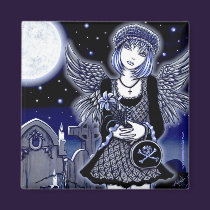 "Tabitha" Blue Gothic Angel Art Magnet magnets