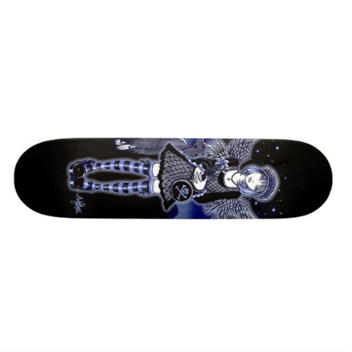 "Tabitha" Blue Gothic Angel Art Skateboard Zazzle