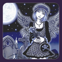 "Tabitha" Blue Gothic Angel Art Sticker stickers