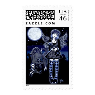 Tabitha Gothic Graveyard Angel Postage by mykajelina