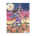 Tabitha - Witch, Cat and Owl Postcard