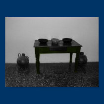table and pots in Nicaragua posters