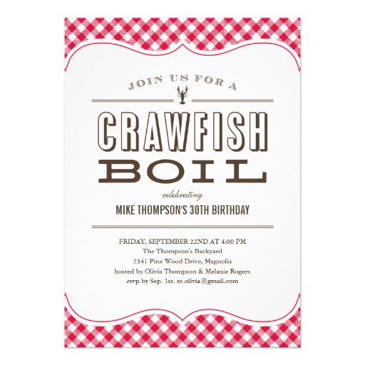 Table Cloth Crawfish Boil Invitations