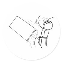 Table Flip Flipping Rage Face Meme Round Stickers