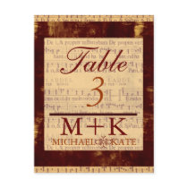 Table no wedding music note modern postcard