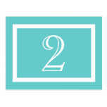 Table Number Card - Aqua - Customizable postcards