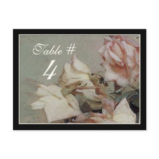Table Number Card - Impressionist Cream Pink Rose postcard