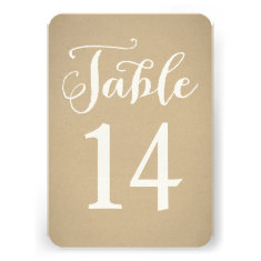 Table Number Card | Kraft Brown