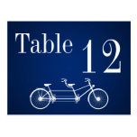 Table Number Card Whimsical Navy Fall Double Bike Post Card