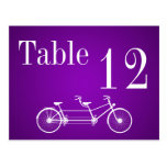 Table Number Card Whimsical Purple Double Bike Post Cards