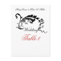 Table Number Formal Wedding Postcards