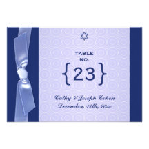 Table Number Jewish Ribbon Wedding Flat Card Personalized Invitations