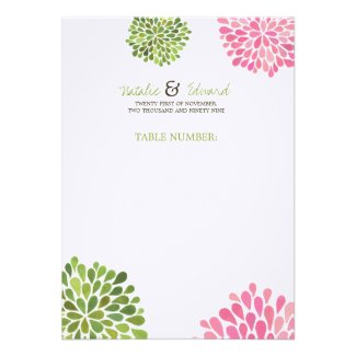 Table Number Place Card & Wedding Menu Blooms Personalized Invitation