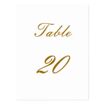 Table Number Post Cards