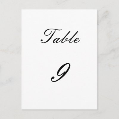 Table Number Post Cards