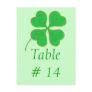 Table Number postcards, Green Shamrock Gold Dots