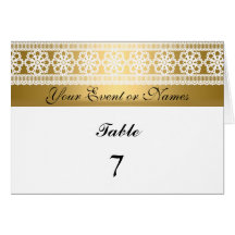 Table Number Sitting Party Card Gold White