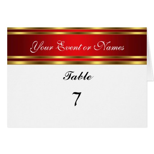 Table Number Cards