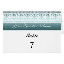 Table Number Sitting Party Card Teal white