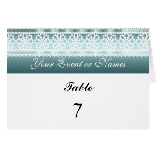 Table Number Sitting Party Card Teal white