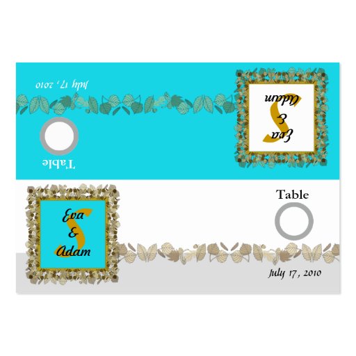 Table Number Wedding Blue Gold Leaf Business Card