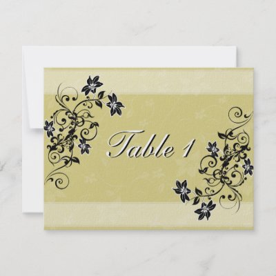 Table Number Wedding Card Black and Gold Announcements by OLPamPam