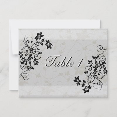 Table Number Wedding Card Black and Silver Personalized Invite by OLPamPam
