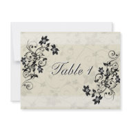 Table Number Wedding Card - Black and White Floral invitation