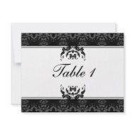 Table Number Wedding Card - Black & White Damask invitation