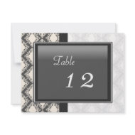 Table Number Wedding Card - Black & White Damask invitation