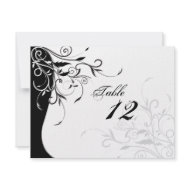 Table Number Wedding Card - Black & White Floral invitation