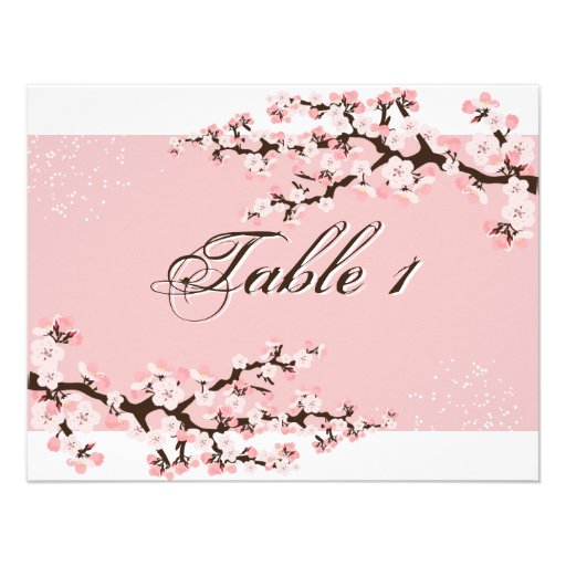 Table Number Wedding Card - Pink Cherry Blossom Personalized Invite