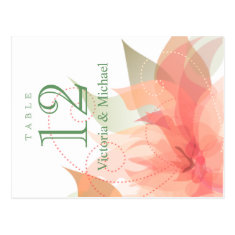 Table Numbers - Abstract Floral - Orange Ice Post Cards