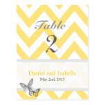 Table Numbers Custom Chevron yellow grey Postcard postcards