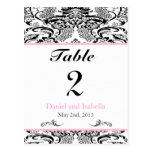 Table Numbers Custom Damask Postcard postcards