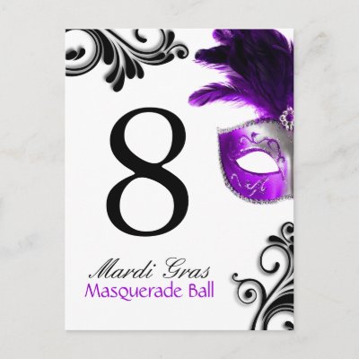 Table Numbers - Masquerade Ball Post Cards