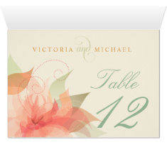 Table Numbers Orange Ice Floral Inside Fold-over Card
