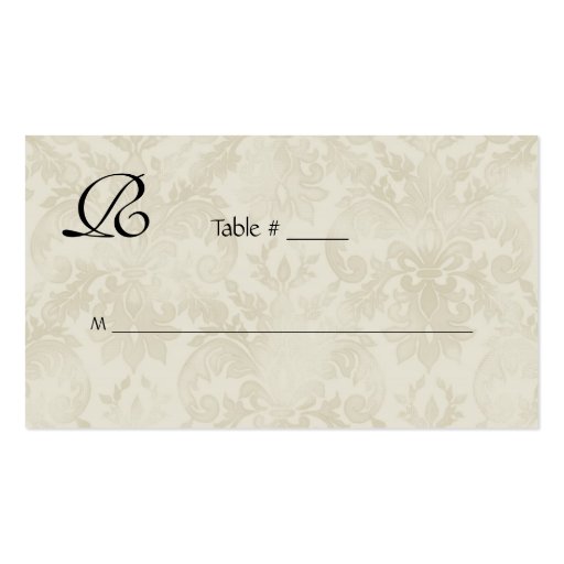 Table Place Card  - Impressionist Cream Pink Roses Business Card Template (back side)