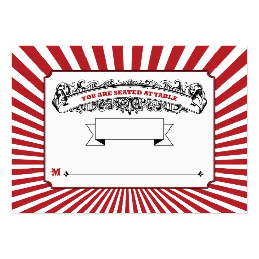 Table # Place Cards Circus Red Business Card (front side)
