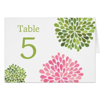Table Place Cards Pink Green Blooms Wedding
