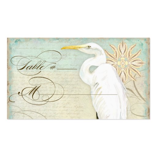 Table Place Setting Card Great Egret Coastal Beach Business Cards (front side)