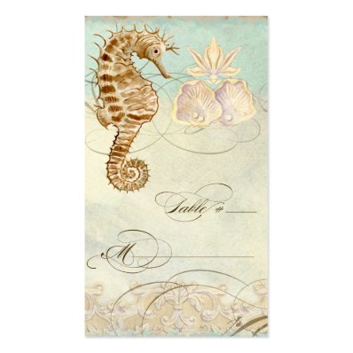 Table Place Setting Card Sea Horse Coastal Beach Business Card