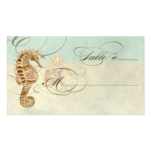 Table Place Setting Card Sea Horse Coastal Beach Business Cards (front side)