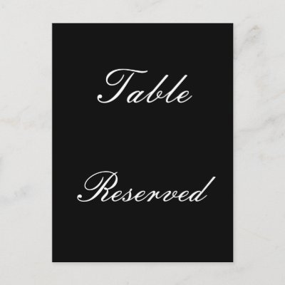 Table Reserved Post Cards
