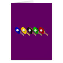 Table Tennis Bat and Ping Pong Ball Sports Greeting Cards
