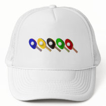 Table Tennis Bat and Ping Pong Ball Sports Trucker Hats