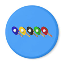 Table Tennis Bat and Ping Pong Ball Sports Fridge Magnets
