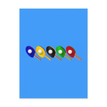 Table Tennis Bat and Ping Pong Ball Sports Postcard