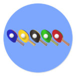 Table Tennis Bat and Ping Pong Ball Sports Round Sticker