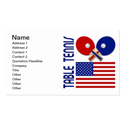 Table Tennis Business Cards (front side)